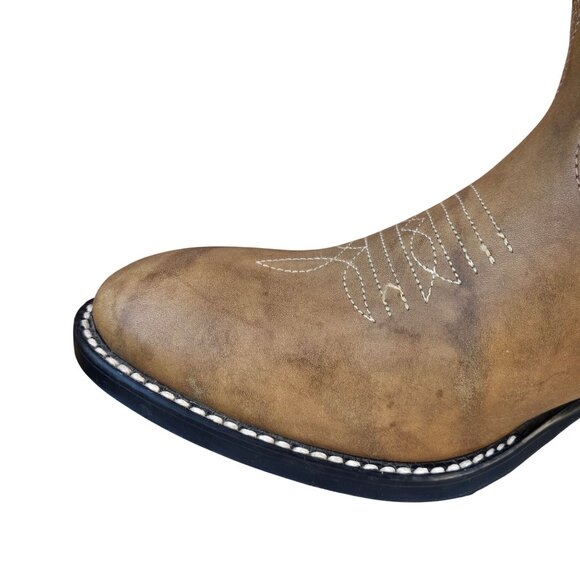 Acme Cowboy Boots Tan Brown Kids Size 4 D Made in the USA Vintage Western Wear
